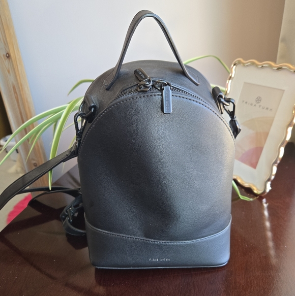 Pixie Mood Handbags - Pixie Mood Black Vegan Leather Convertible Mini Backpack / Crossbody Bag